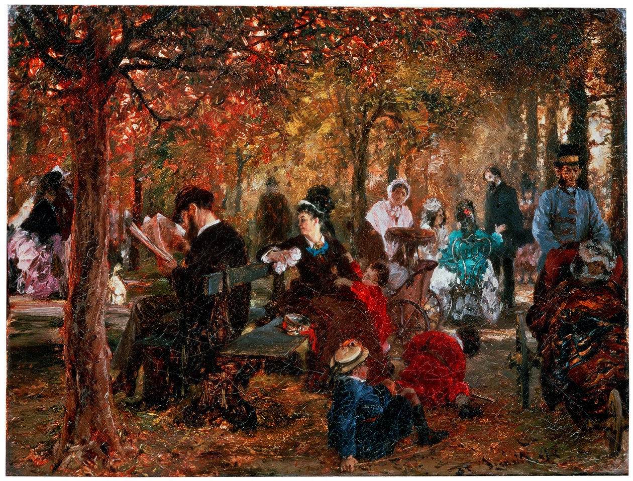 在卢森堡花园（Jardin de Luxembourg）中，让人想起卢森堡花园（Jardin de Luxembourg），1876年。 作者 阿道夫门泽尔