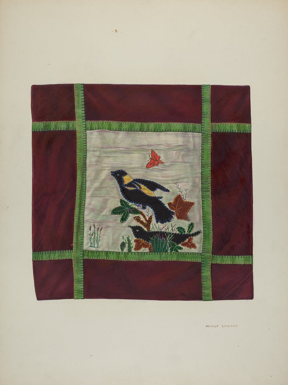 嵌花盖毯细节，1941年。 作者 阿道夫·奥普斯塔德