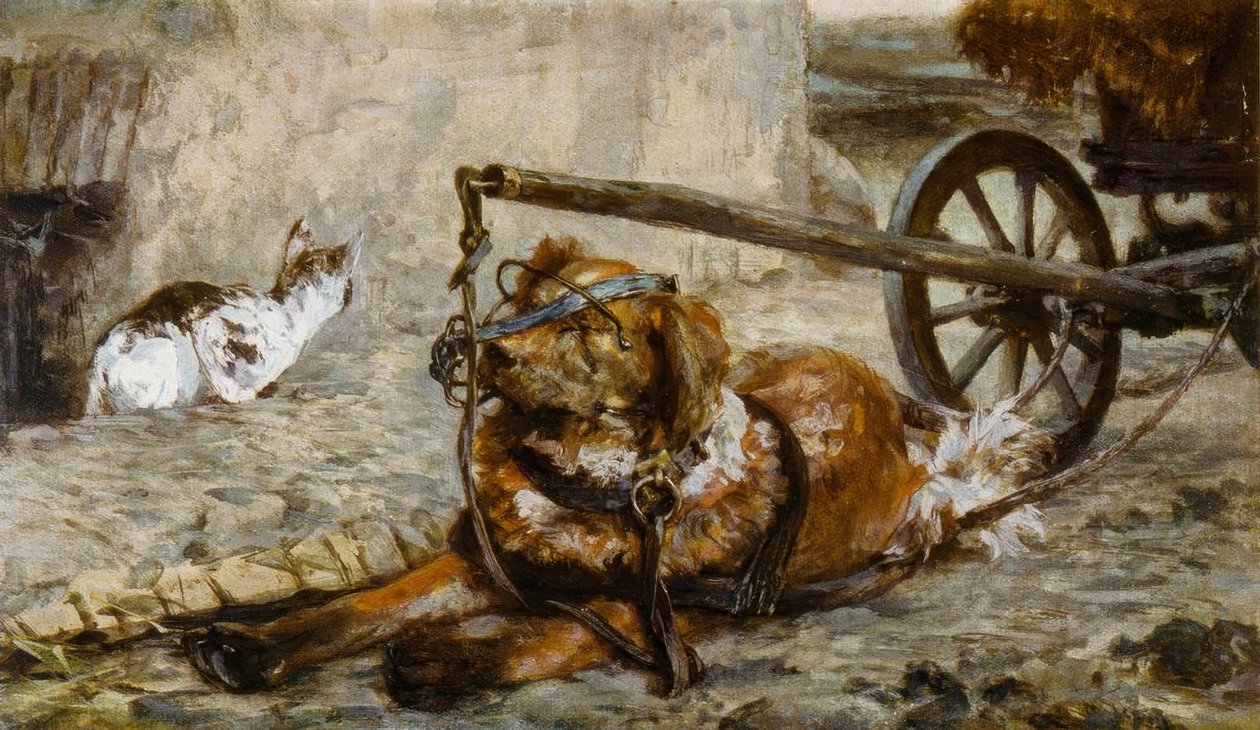A.Menzel，拉狗和猫 作者 阿道夫门泽尔
