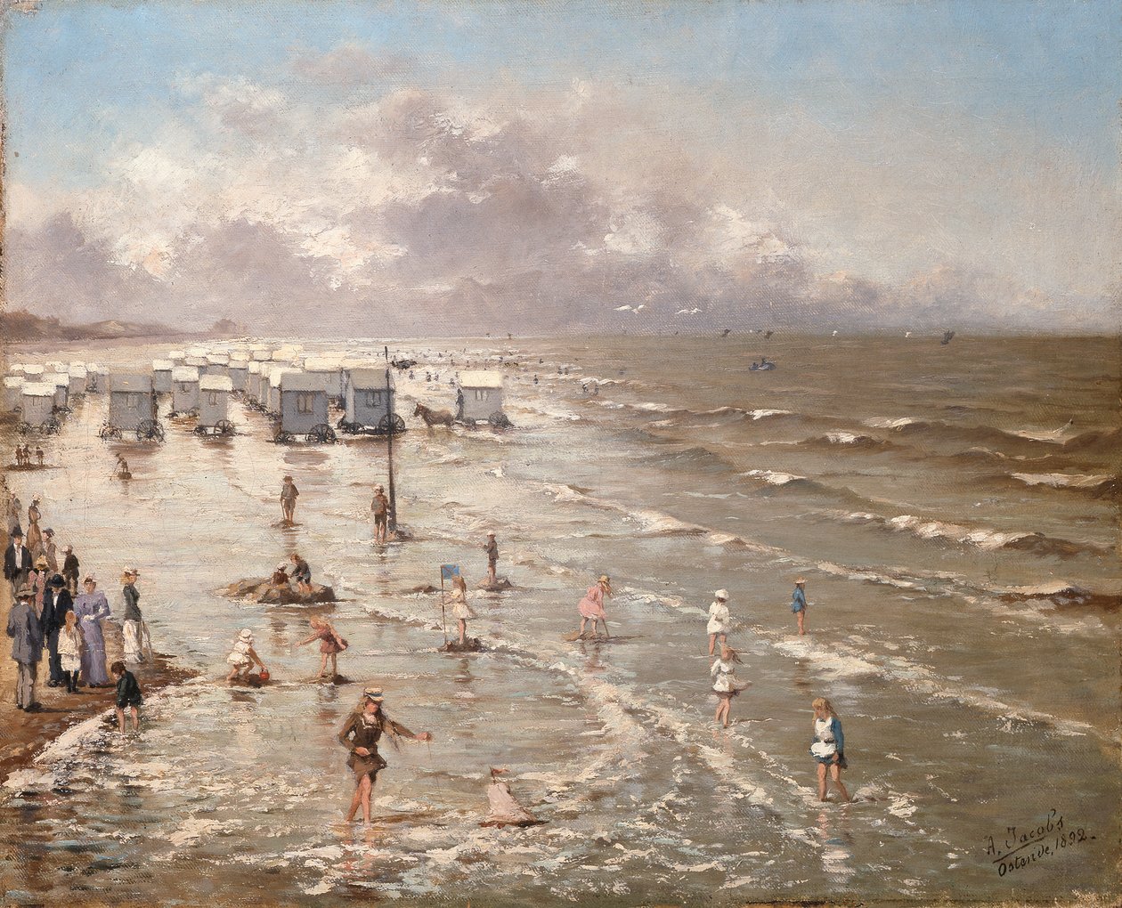 奥斯坦德海滩，1892年 作者 阿道夫·雅各布斯（Adolphe Jacobs）