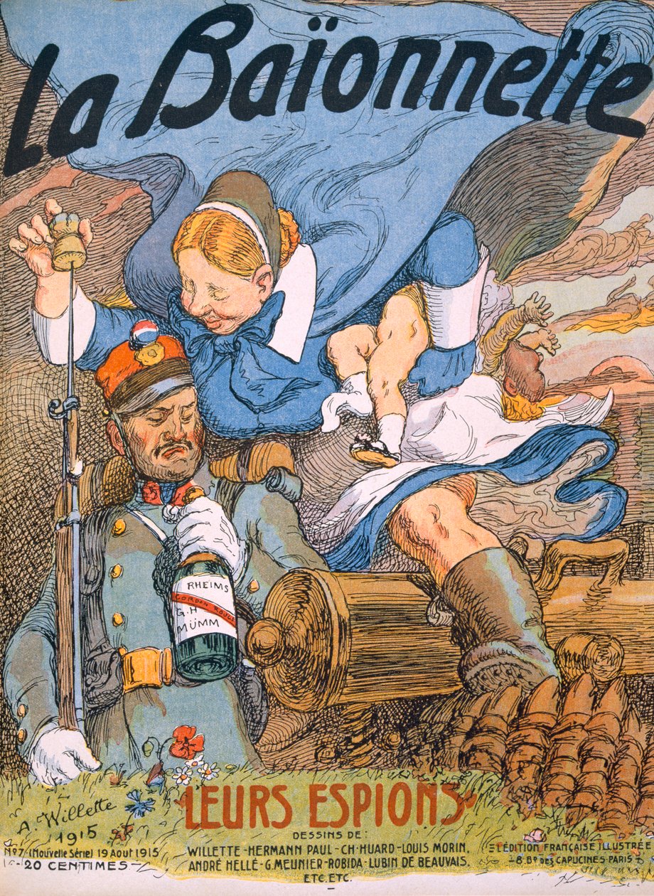 他们的间谍，&39;La Baionnette&39;的标题页，1915年 作者 阿道夫·莱昂·威莱特