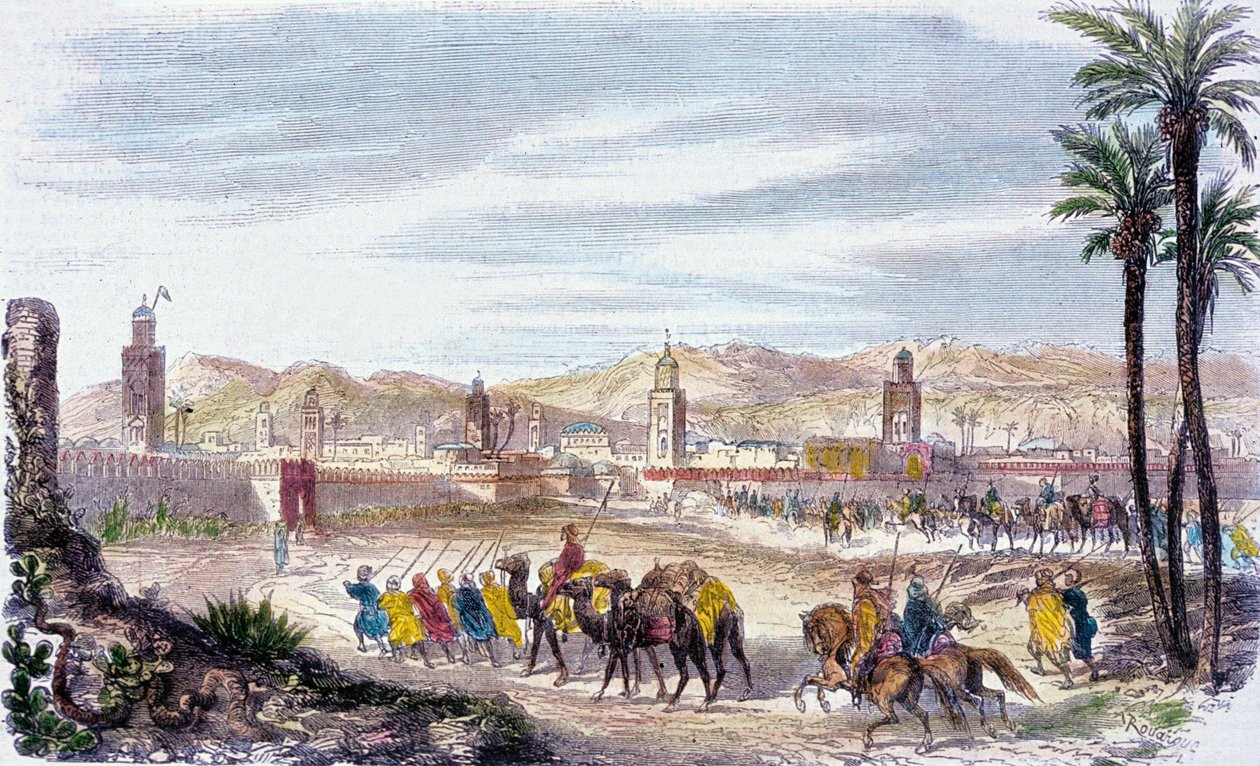 摩洛哥马拉喀什（彩色雕刻） 作者 Adolphe（仿） Rouargue