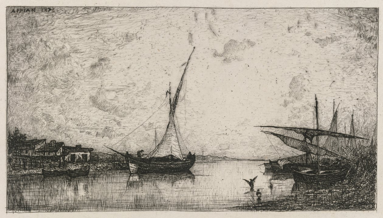 马蒂格运河（Canal aux Martigues），1872年。 作者 阿道夫·阿皮安