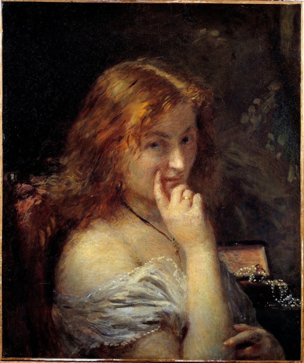 阿道夫·卡尔斯（Adolphe Cals，1810-1880）1876 年的《年轻女子的厕所》画作。 0,55x0,45 m 巴黎，奥赛博物馆 作者 阿道夫·费利克斯·卡尔斯（Adolphe Felix Cals）