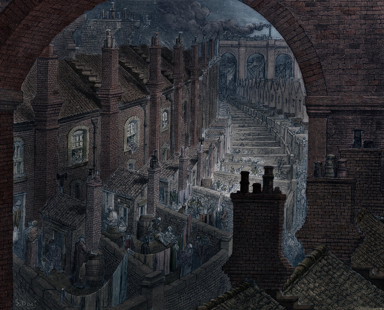 1872年，在伦敦铁路上空 作者 阿道夫·弗朗索瓦·潘纳梅克（Adolphe Francois Pannemaker）