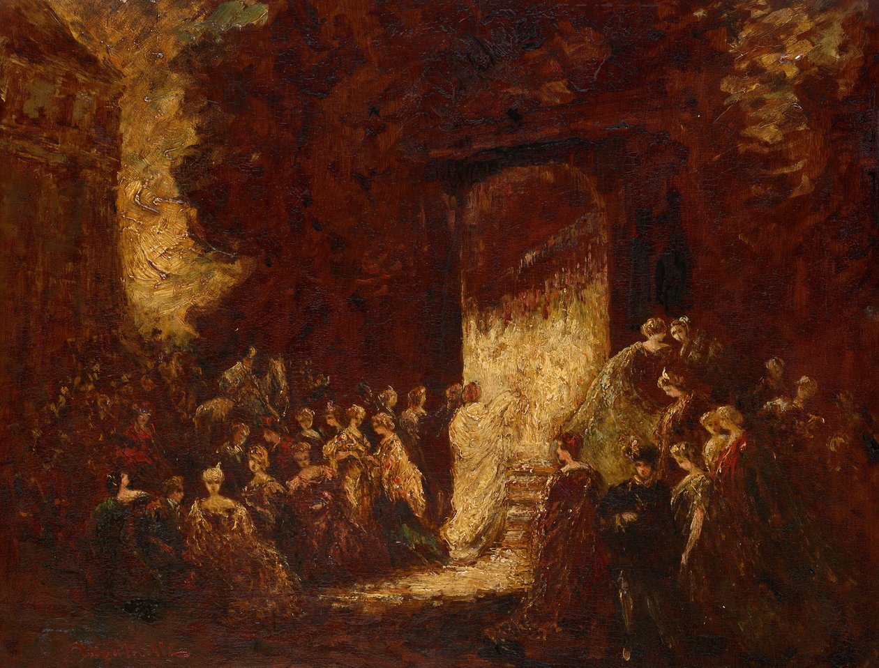 午后的狂欢，约 1880 年（木板油画） 作者 阿道夫·约瑟夫·托马斯·蒙蒂切利