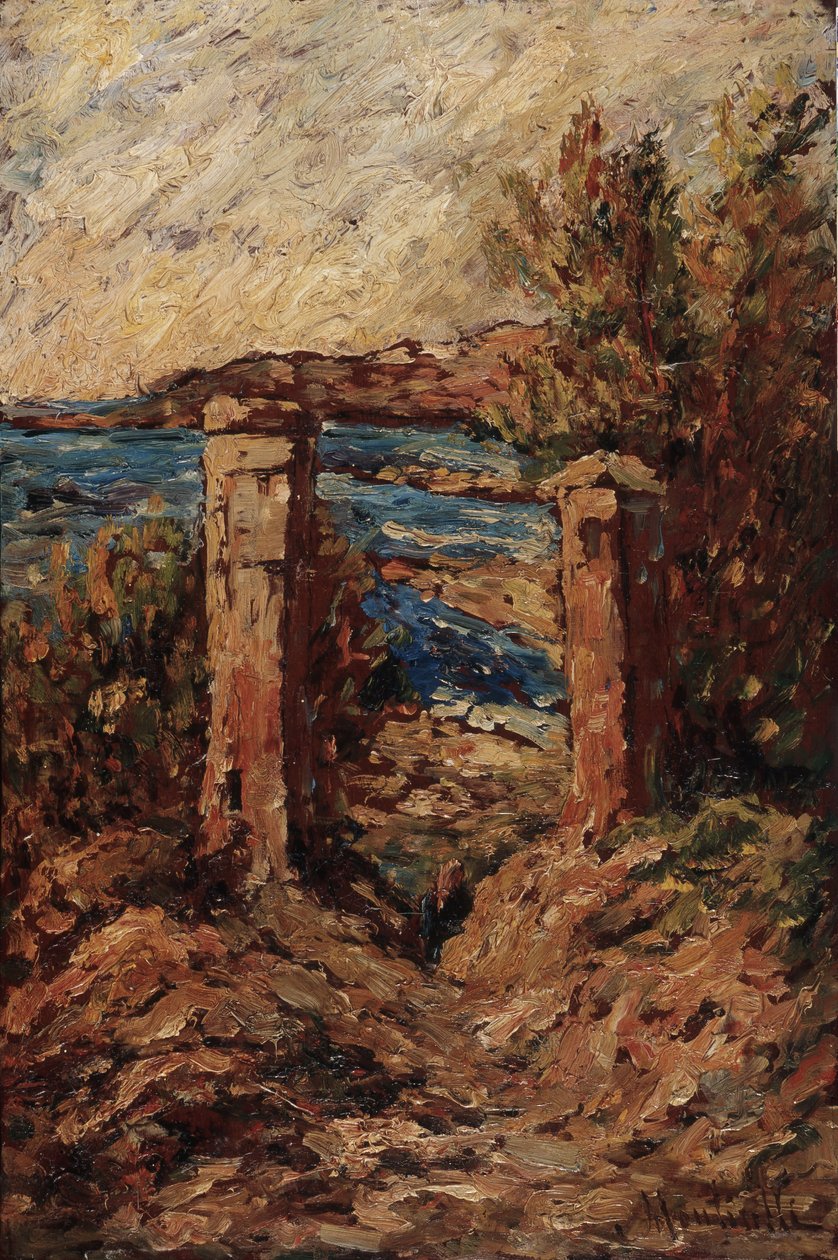 卡西斯之门，海边风景画，阿道夫·蒙蒂塞利 (Adolphe Monticelli)（1824-1886 年）尺寸 45x30 厘米 Musee Grobet-Labadie 作者 阿道夫·约瑟夫·托马斯·蒙蒂切利