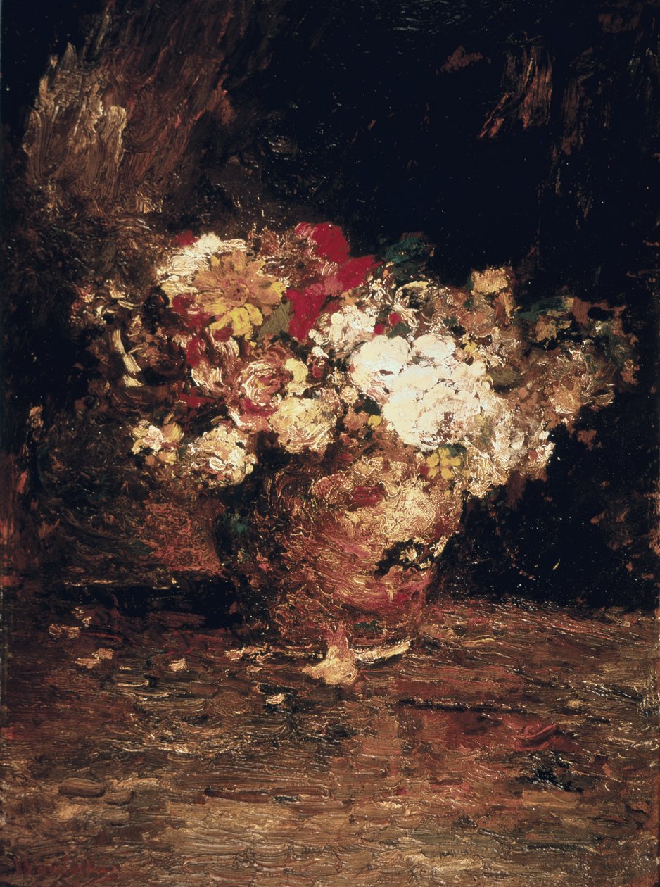 花瓶，约1880年（油画板）。 作者 阿道夫·约瑟夫·托马斯·蒙蒂切利