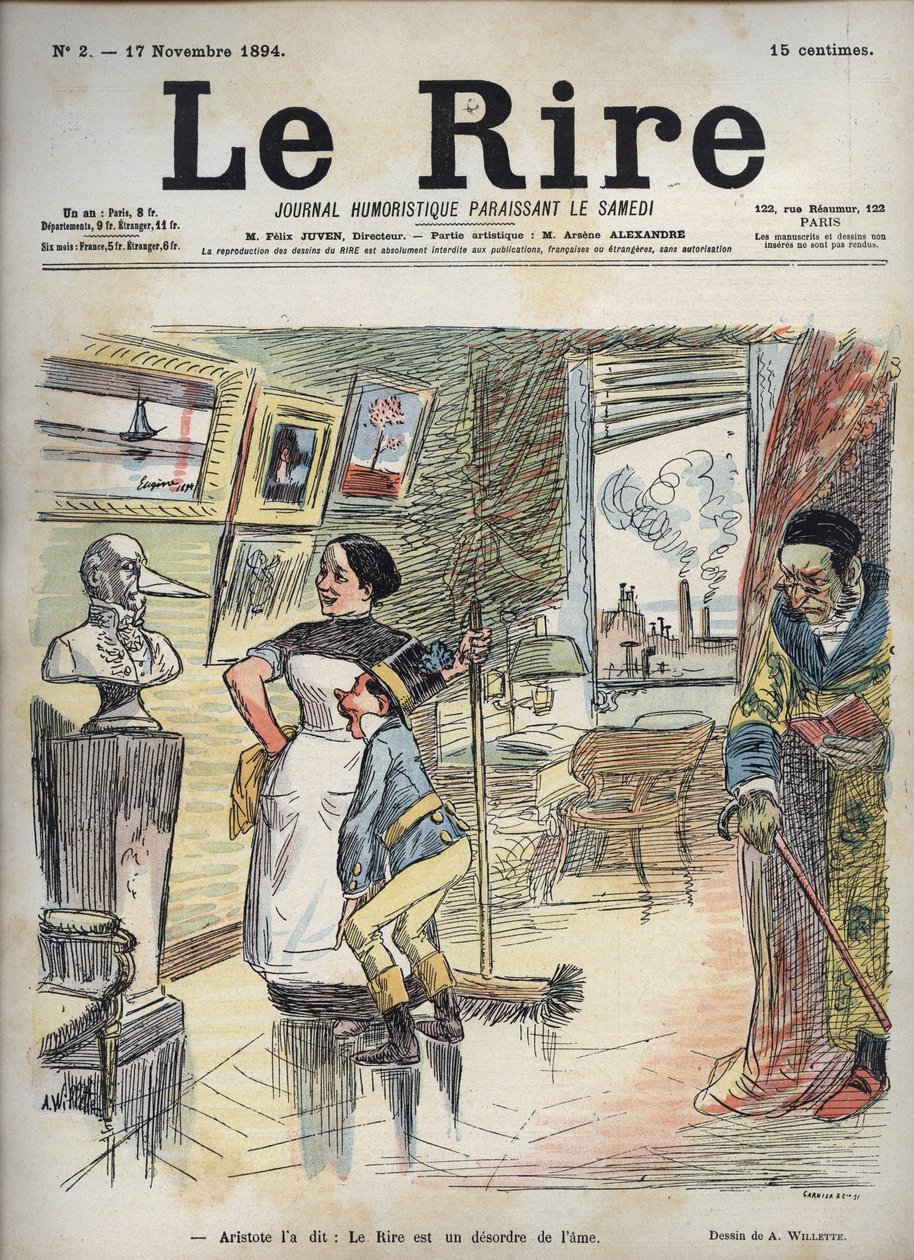 亚里士多德说过。笑声是灵魂的秩序--阿道夫-维莱特（1857-1926）为11月17日的 "笑声 "所画的画。 作者 阿道夫·莱昂·威莱特