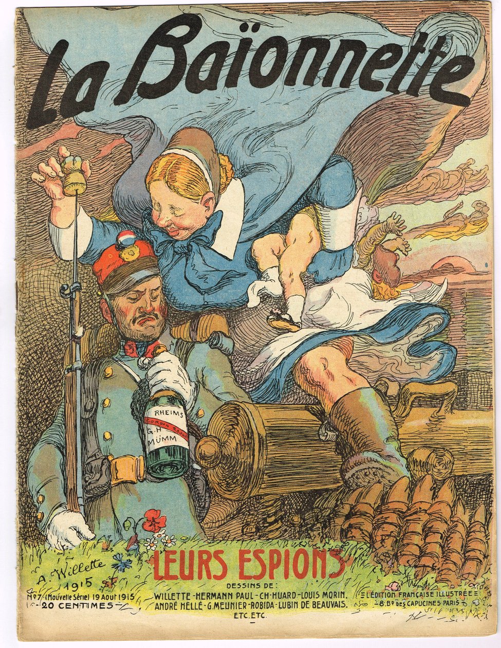 La Baionnette》的封面，彩色讽刺作品 作者 阿道夫·莱昂·威莱特