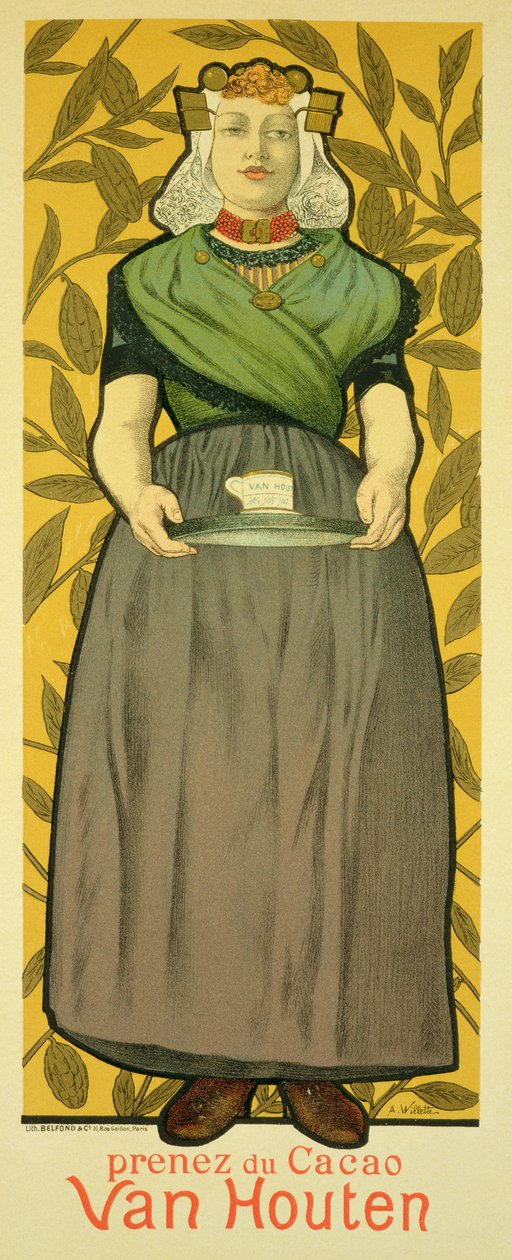 复制海报广告&39;Van Houten Cocoa&39;，1893年 作者 阿道夫·莱昂·威莱特
