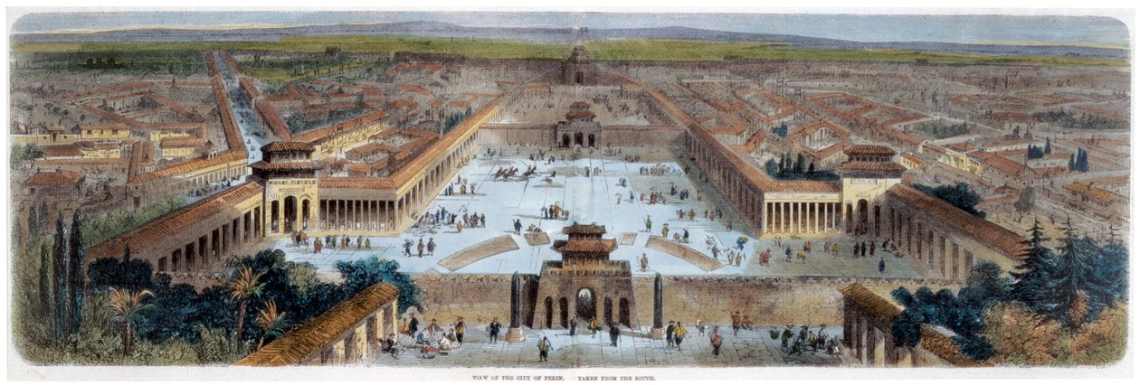 从南边看北京城》，中国，19世纪中期 作者 阿道夫·鲁阿格（Adolphe Rouargue）
