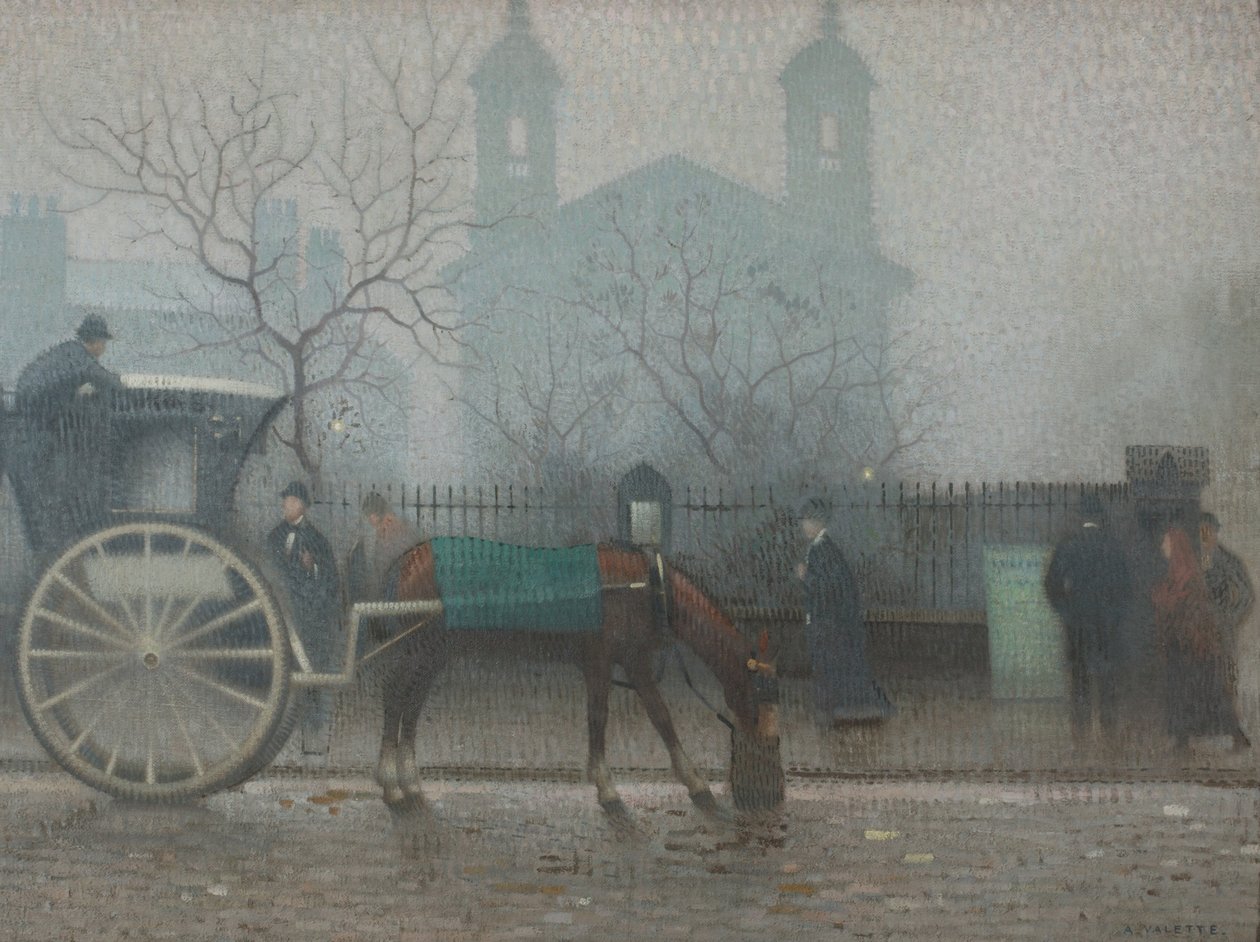 All Saints 的 Hansom 出租车 作者 阿道夫·瓦莱特（Adolphe Valette）