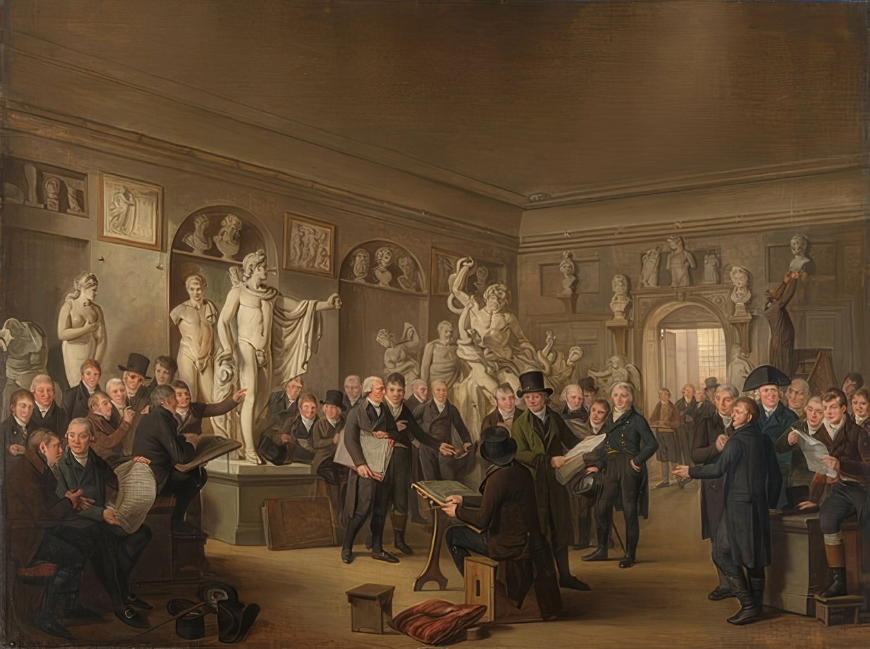 Felix Meritis Society的雕塑画廊。 1806-09 作者 阿德里安·德·莱利