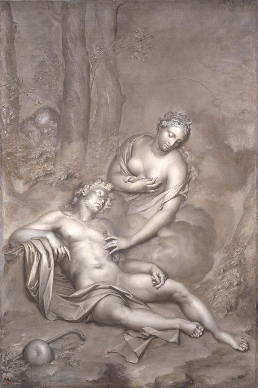 Luna（戴安娜）参观了沉睡的Endymion，1696年 作者 阿德里安·范德沃夫