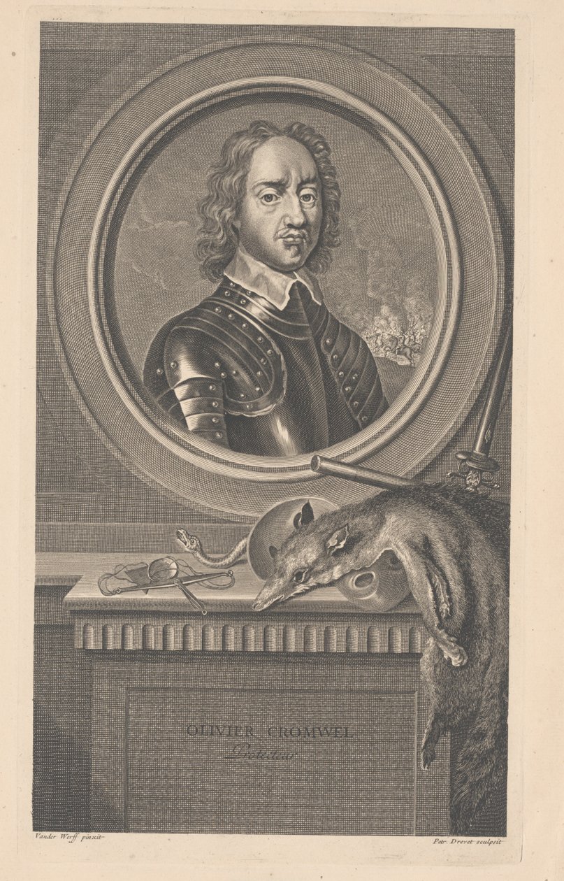 Oliver Cromwell，保护者，由Pierre Drevet（1663-1738）雕刻 作者 阿德里安·范德沃夫