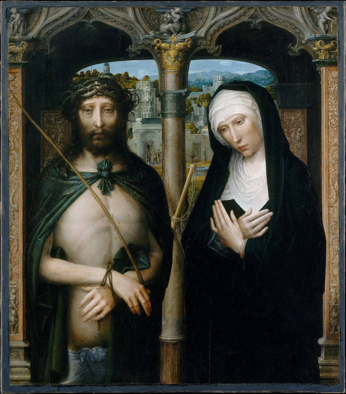 基督加荆棘（Ecce Homo）和哀悼处女 作者 Adriaen Isenbrandt或Isenbrant