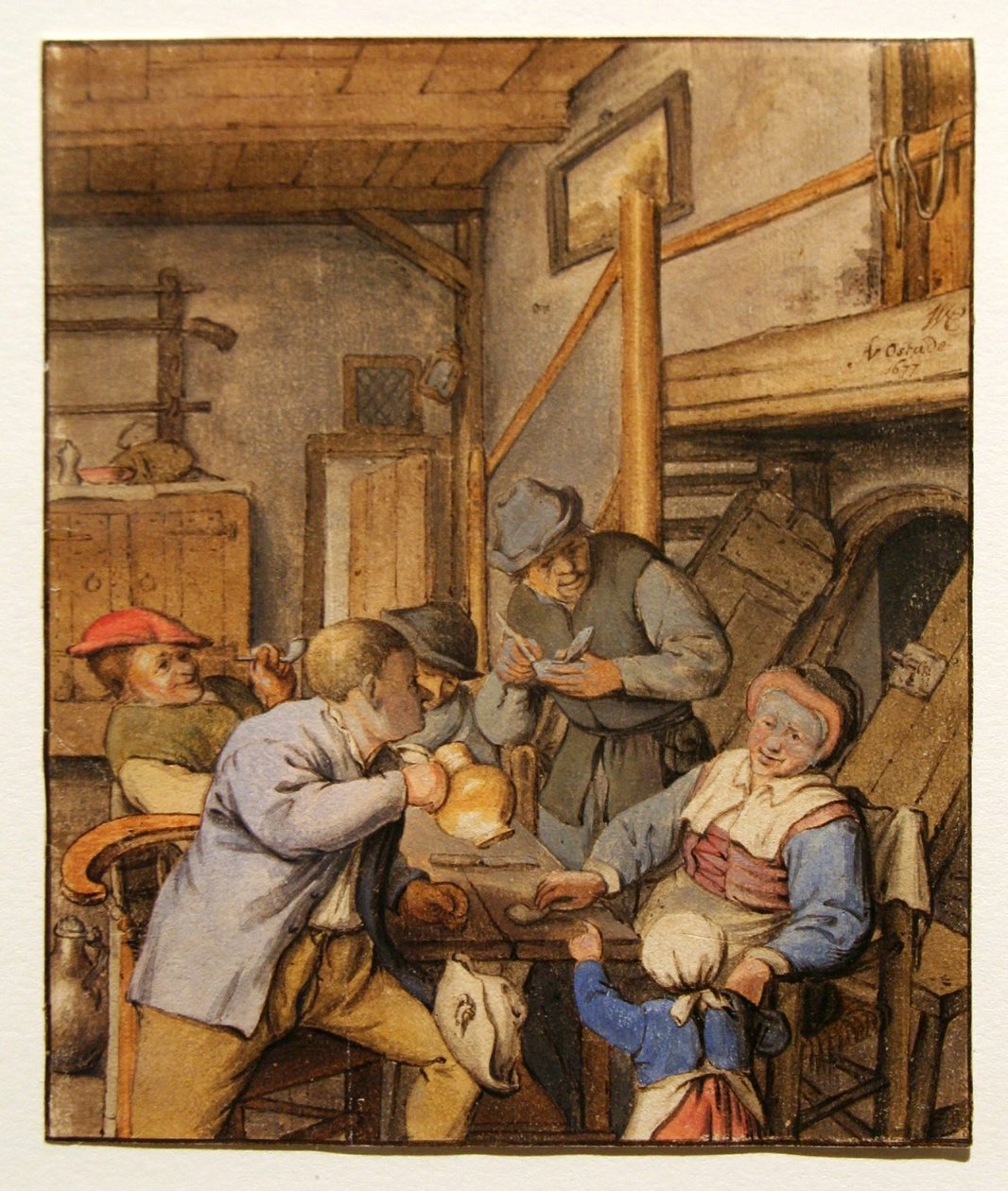 农民在一家旅馆的桌子 作者 阿德里亚恩·扬斯（Adriaen Jansz）。范·奥斯塔德
