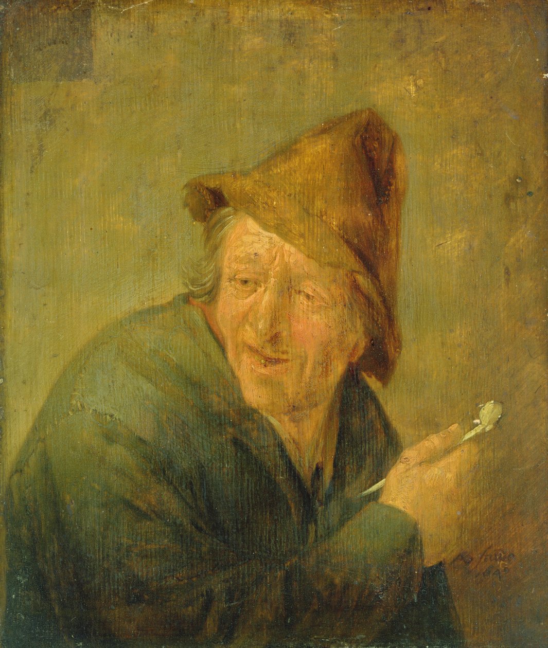 1640年的吸烟者（橡木板上的油） 作者 阿德里亚恩·扬斯（Adriaen Jansz）。范·奥斯塔德