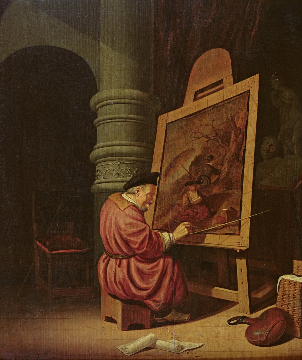 工作室的内部或，他的工作室的画家，1649年 作者 阿德里亚恩·范·盖斯贝克