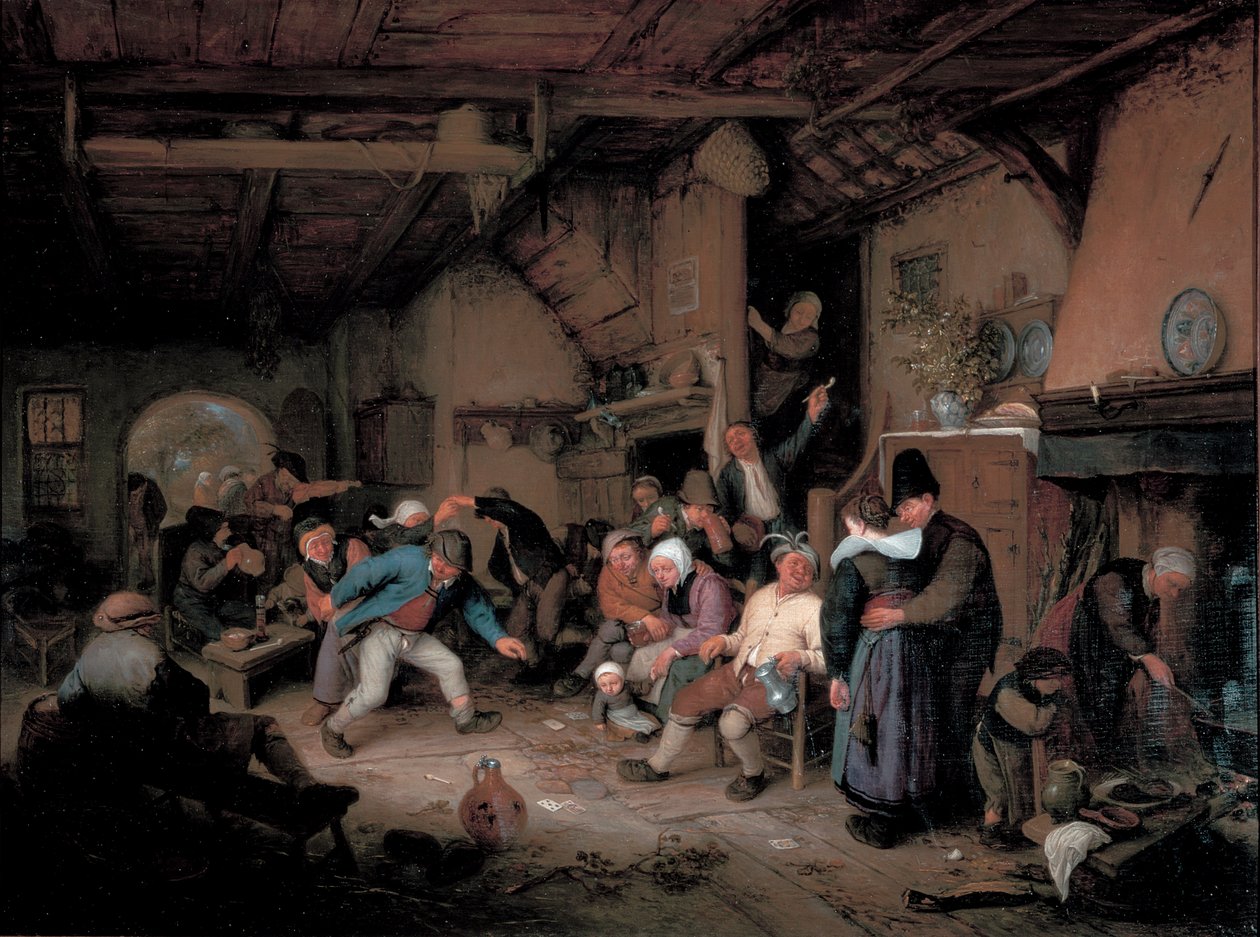 农民在小酒馆里跳舞 作者 阿德里亚恩·扬斯（Adriaen Jansz）。范·奥斯塔德