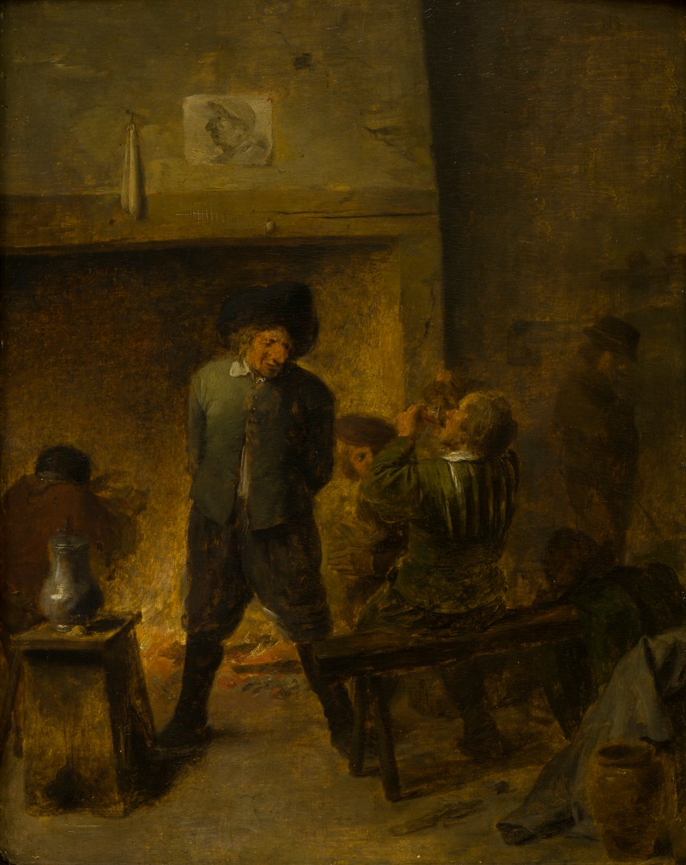 A Tavern Scene, c.1625-38 (oil on panel) 作者 Adriaen (追随者) Brouwer