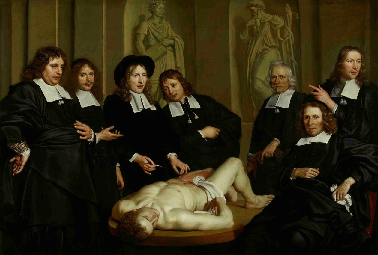 Frederik Ruysch博士的解剖课，1670年 作者 阿德里亚恩·贝克尔