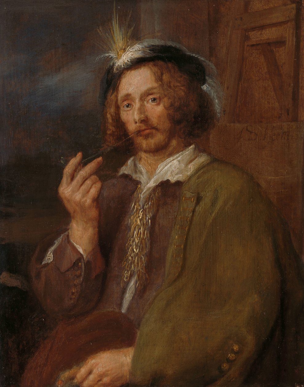 抽着烟斗的画家 作者 Adriaen Brouwer (追随者)