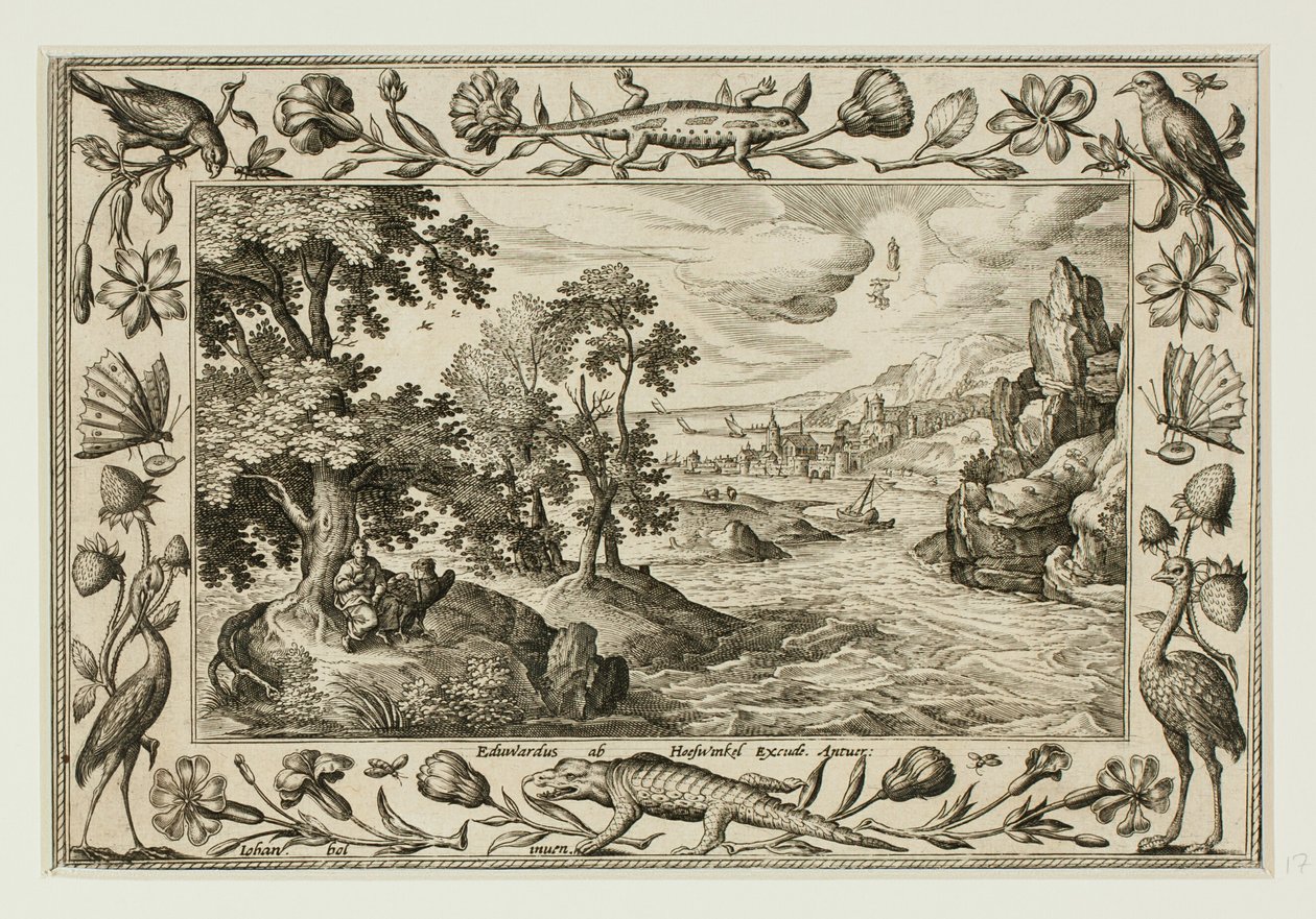 帕特莫斯的圣约翰，选自《新旧约全书》风景画和狩猎风景画 作者 阿德里亚恩·科拉特
