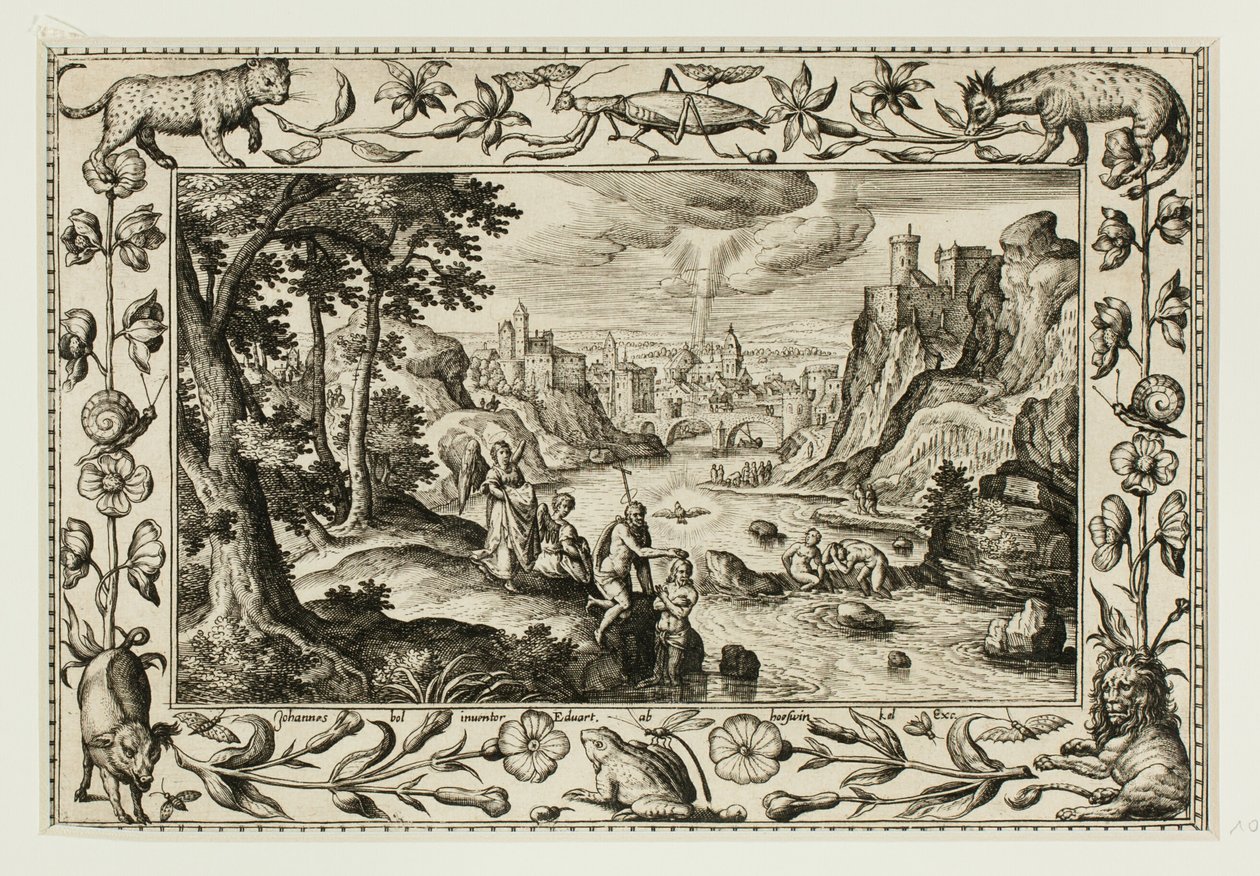 基督的洗礼，选自《新旧约》风景画和狩猎风景画 作者 阿德里亚恩·科拉特