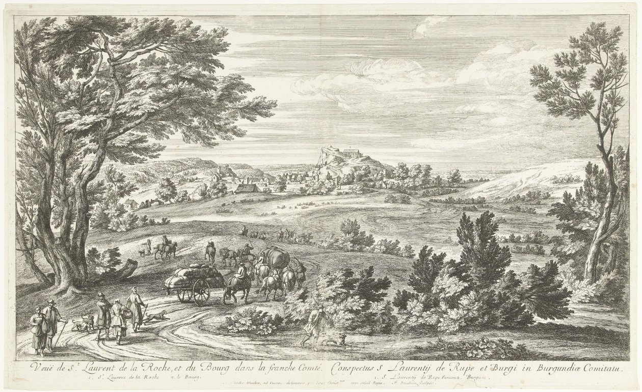 Gezicht op Saint Laurent de la Roche
Veuë de St. Laurent de la Roche, et du Bourg dans la franche Comté（物上标题） 作者 阿德里亚恩·弗朗斯·布德温斯