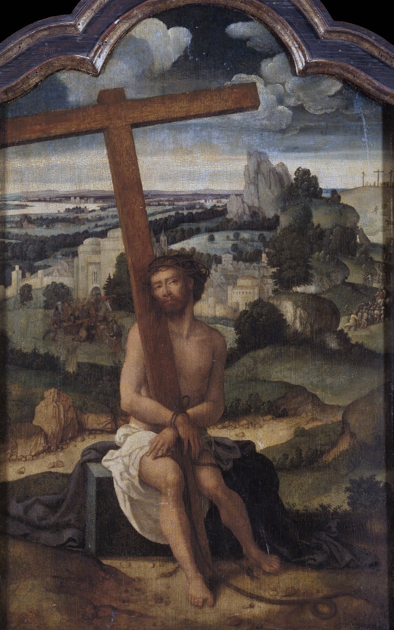 "Le christ de douleurs"（悲伤的人） Adriaen Isenbrant (1490-1551)的绘画作品，16世纪初的作品 木板油画 Dim 46x29 cm 普拉多博物馆，马德里 作者 Adriaen Isenbrandt或Isenbrant