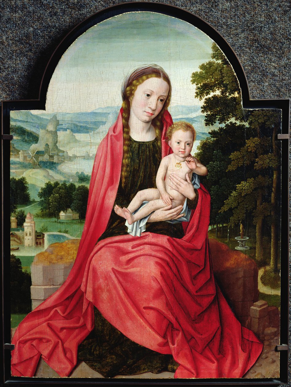 维珍与婴儿基督拿着三色堇 作者 Adriaen Isenbrandt或Isenbrant