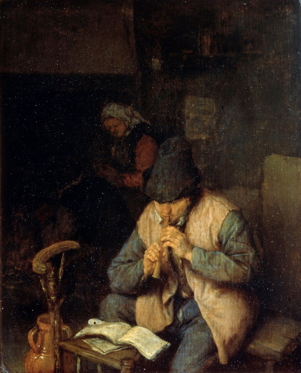 一位长笛演奏家，c1660 作者 阿德里亚恩·扬斯（Adriaen Jansz）。范·奥斯塔德