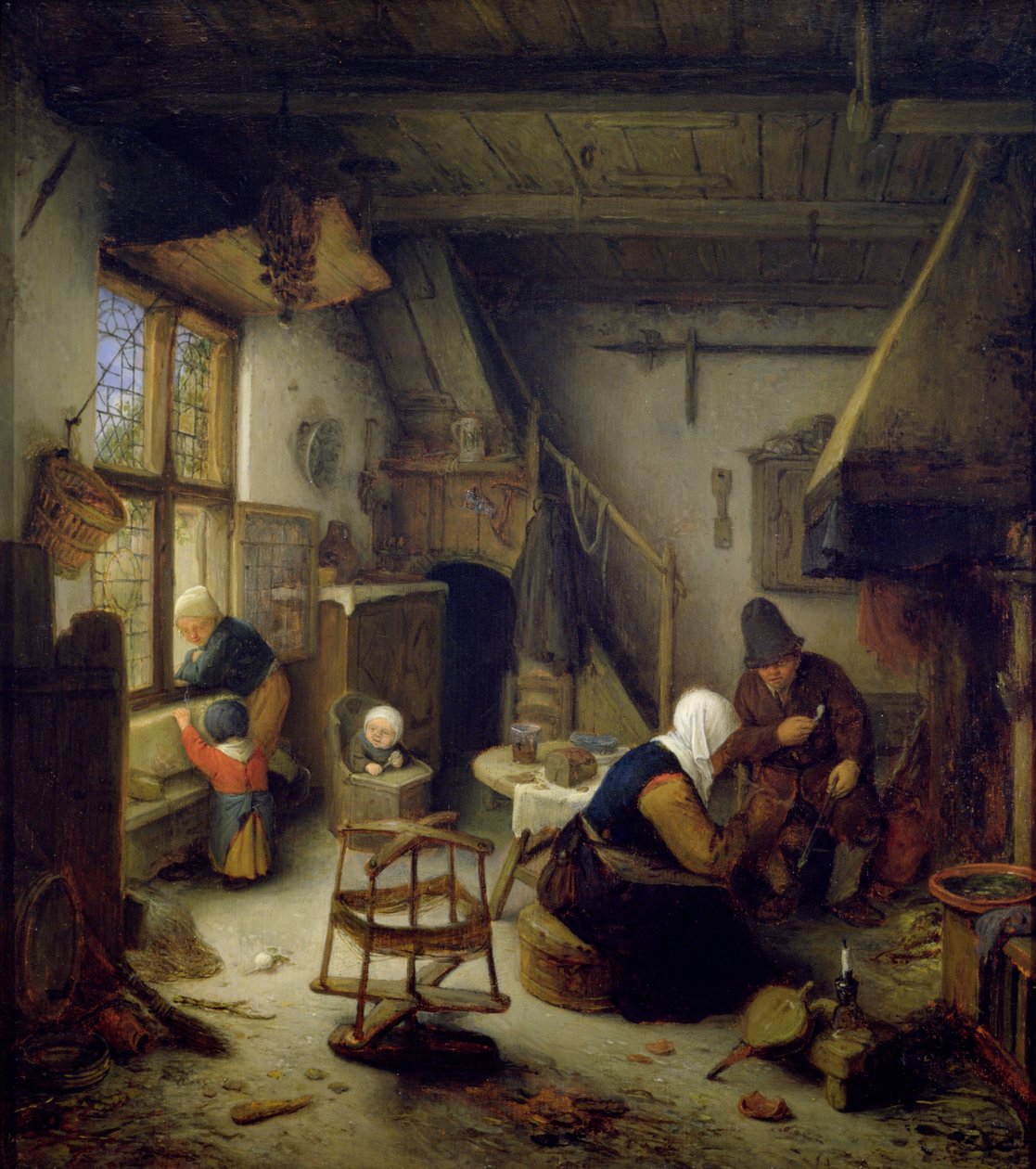 一个农民家庭在家，1661年 作者 阿德里亚恩·扬斯（Adriaen Jansz）。范·奥斯塔德