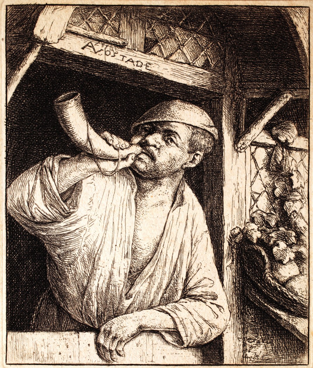 Baker听着他的号角，1670年 作者 阿德里亚恩·扬斯（Adriaen Jansz）。范·奥斯塔德