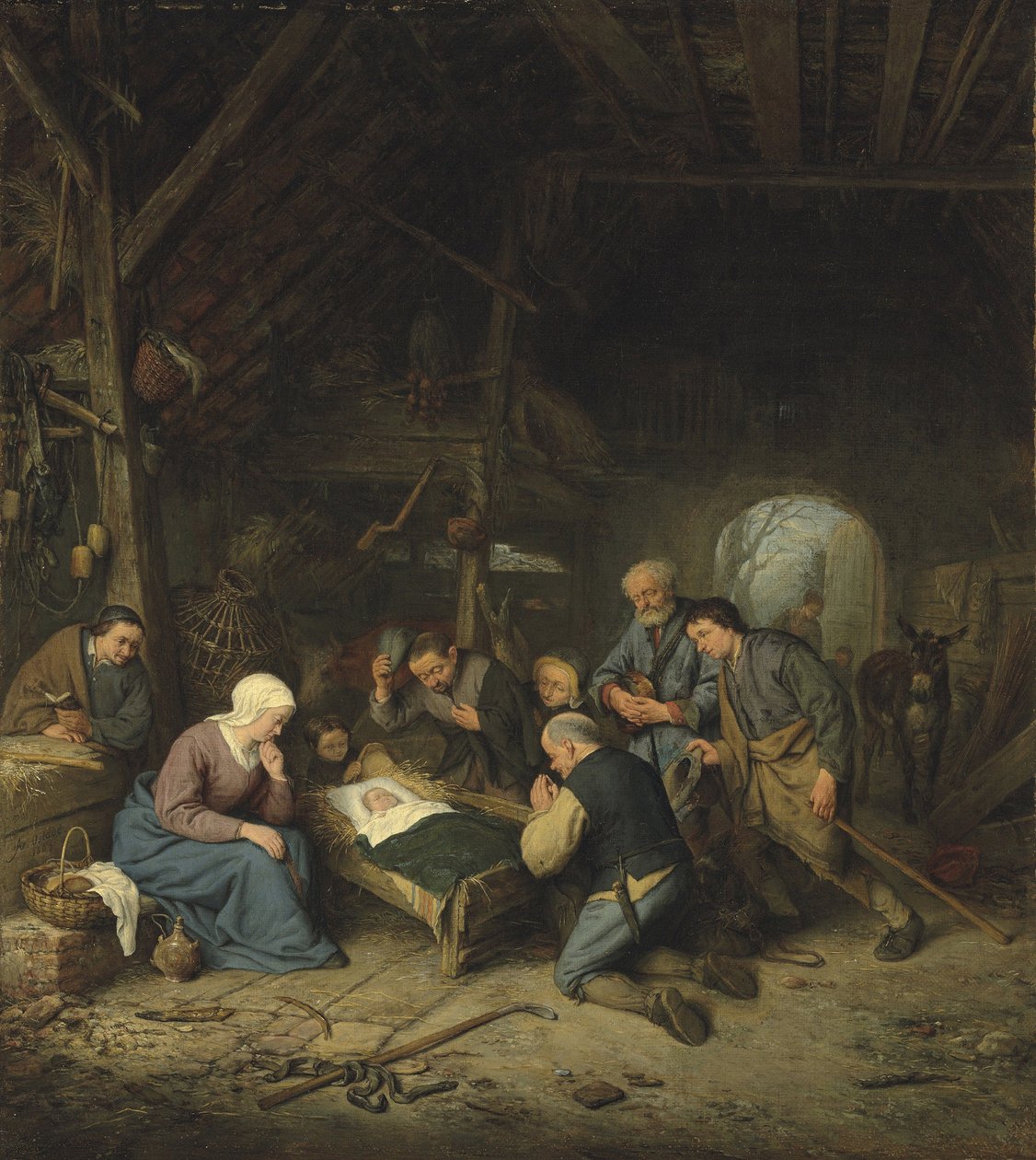 巴洛克 : The Adoration of the Shepherds par Ostade, Adriaen Jansz, van (1610-1685) 作者 阿德里亚恩·扬斯（Adriaen Jansz）。范·奥斯塔德
