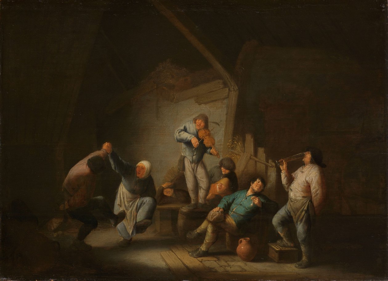 跳舞的情侣，1625-40 作者 阿德里亚恩·扬斯（Adriaen Jansz）。范·奥斯塔德
