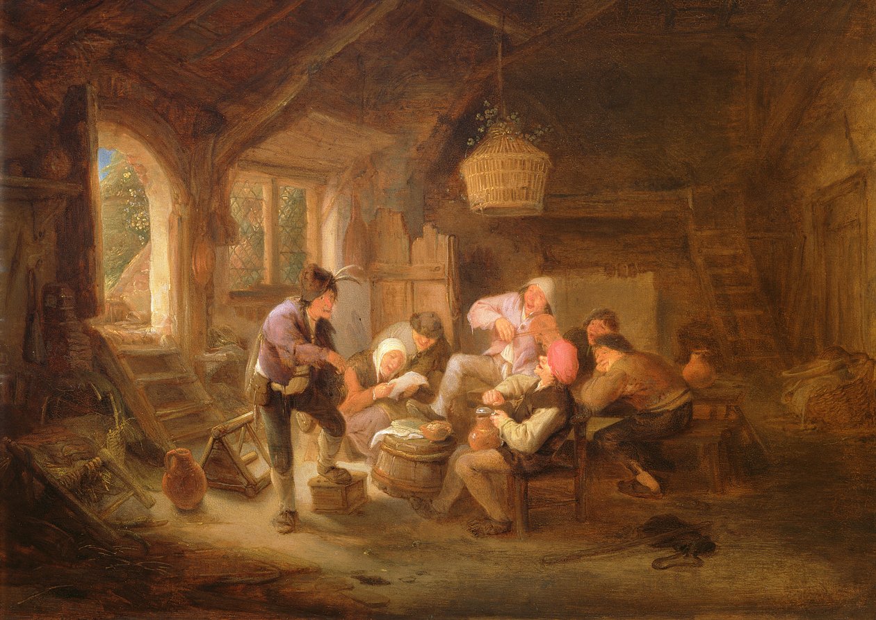 饮酒场景（铜上油） 作者 阿德里亚恩·扬斯（Adriaen Jansz）。范·奥斯塔德