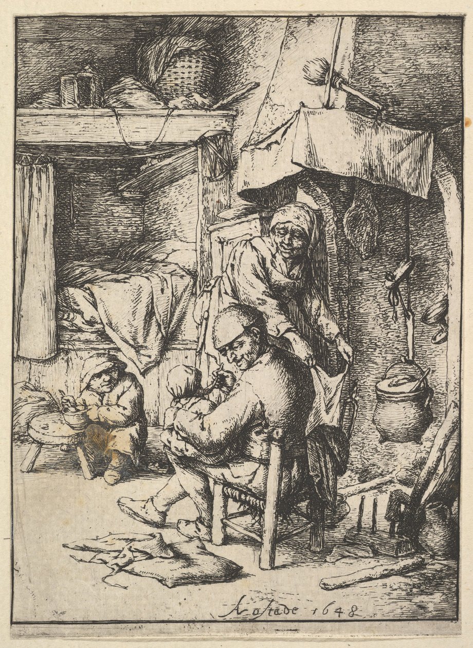 父亲喂养他的孩子，1610-185年。 作者 阿德里亚恩·扬斯（Adriaen Jansz）。范·奥斯塔德