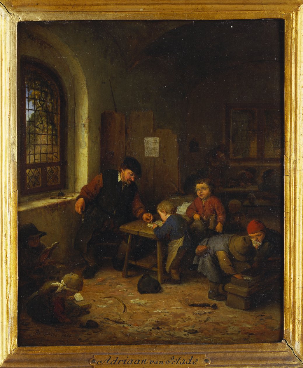 一间教室的内部，1666年 作者 阿德里亚恩·扬斯（Adriaen Jansz）。范·奥斯塔德