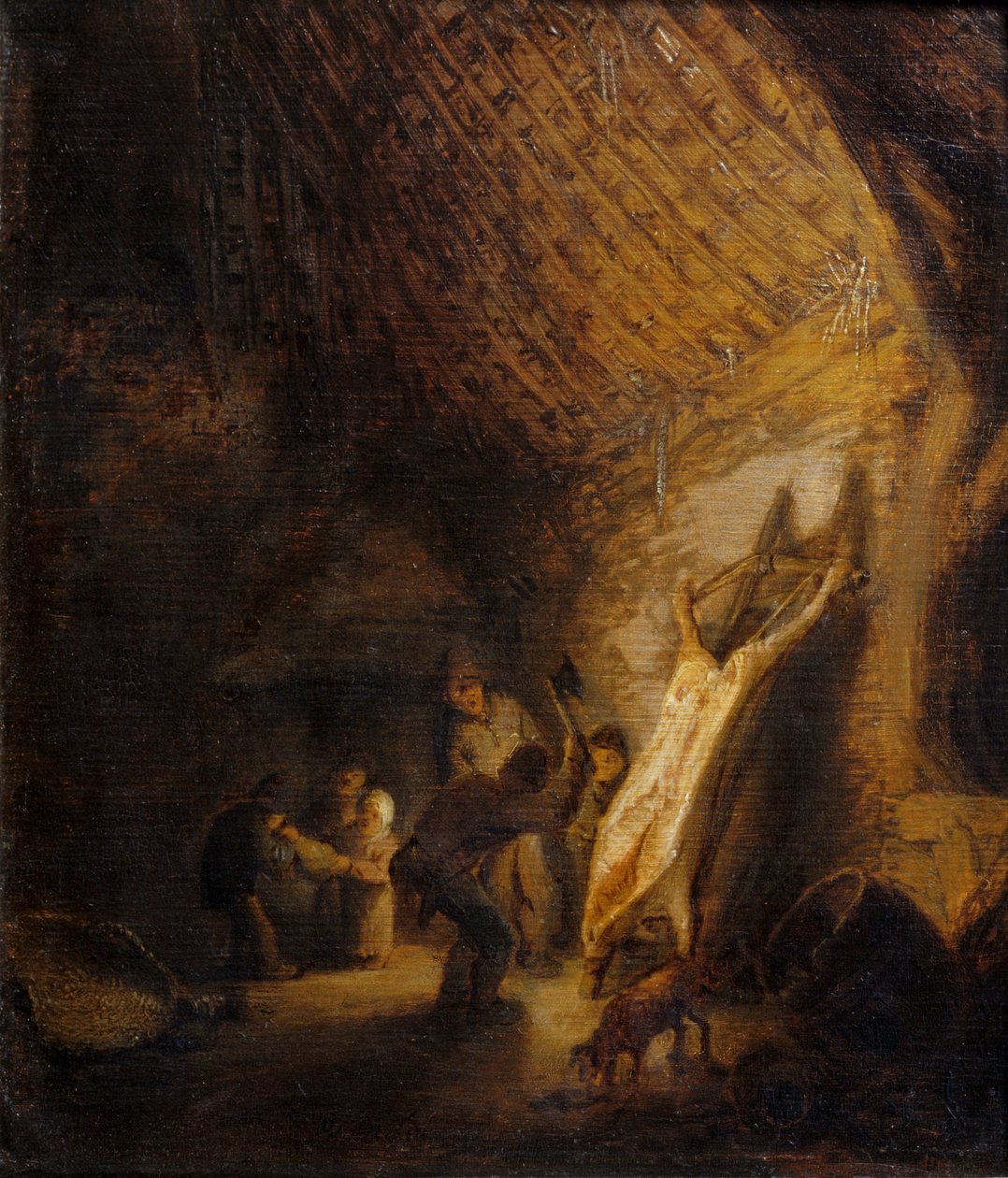 屠宰猪... 作者 阿德里亚恩·扬斯（Adriaen Jansz）。范·奥斯塔德