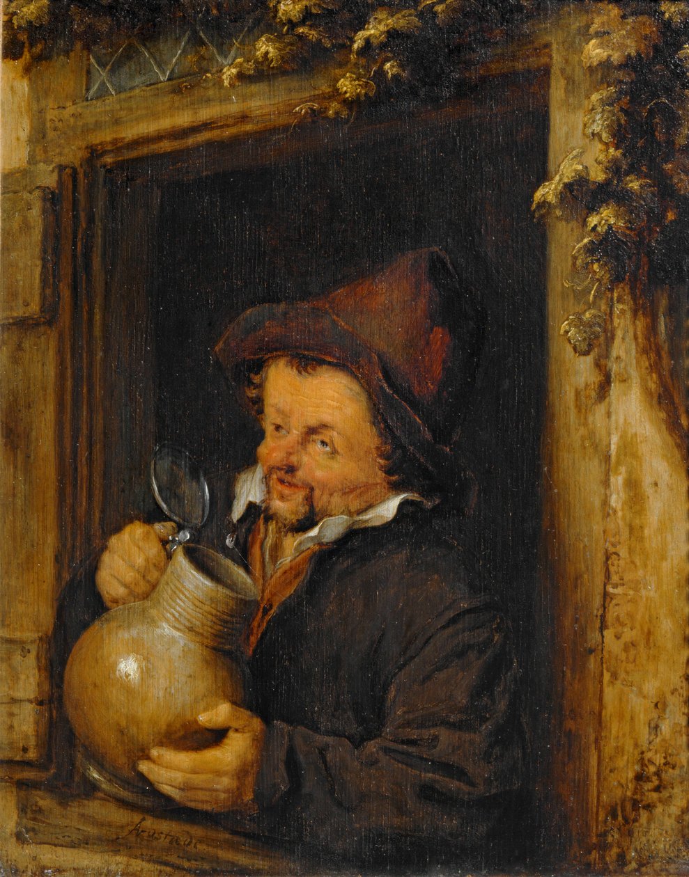 橱窗里的饮酒者 ... 作者 阿德里亚恩·扬斯（Adriaen Jansz）。范·奥斯塔德