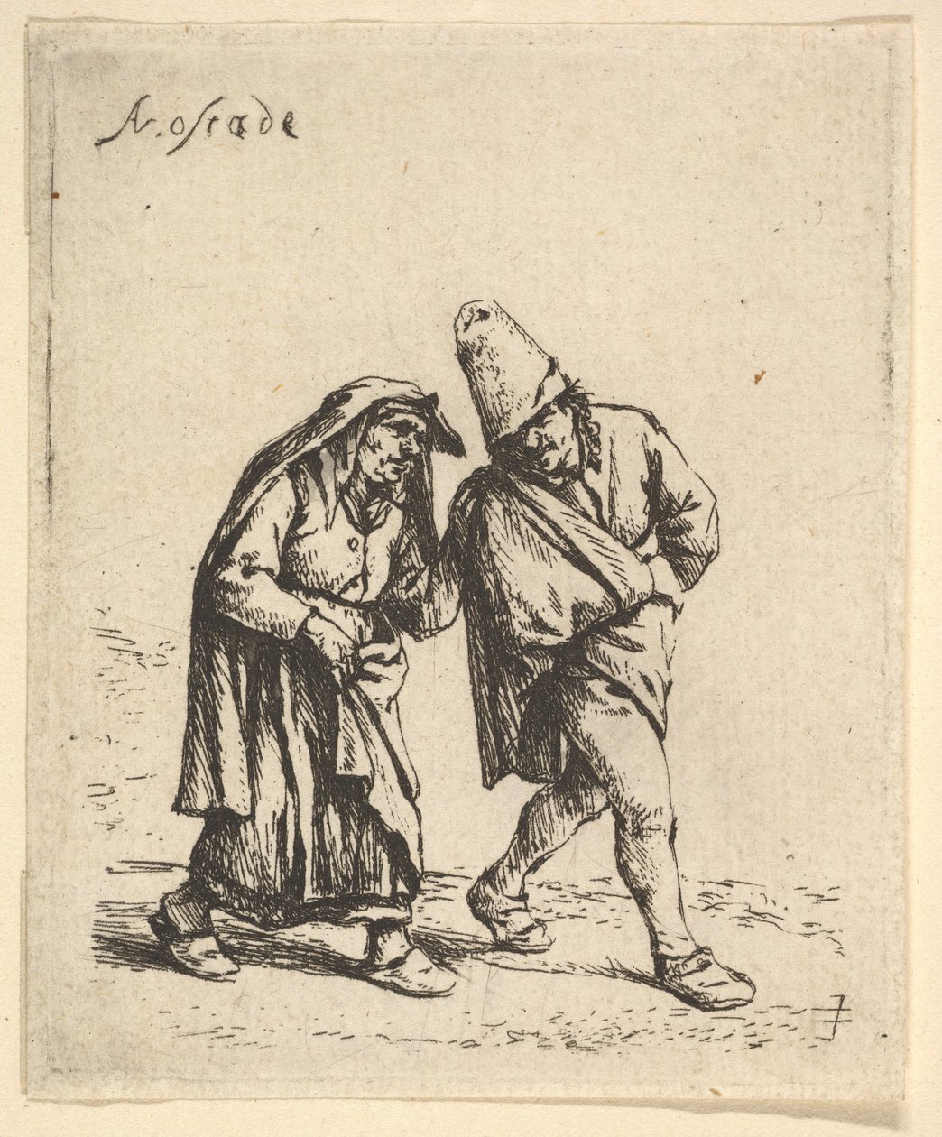 《男人和女人走》，1610-185年。 作者 阿德里亚恩·扬斯（Adriaen Jansz）。范·奥斯塔德