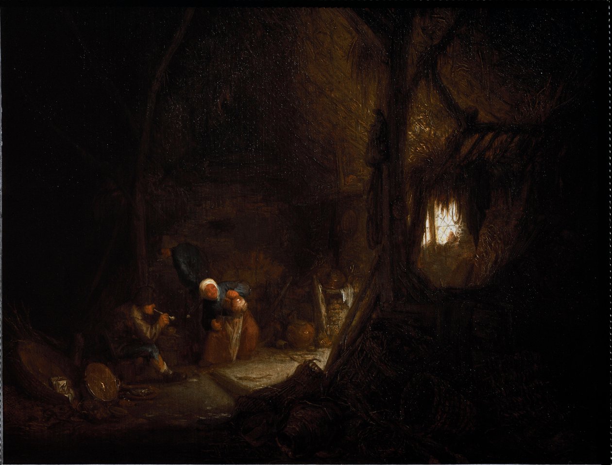 谷仓里的农民家庭（布面油画 作者 阿德里亚恩·扬斯（Adriaen Jansz）。范·奥斯塔德