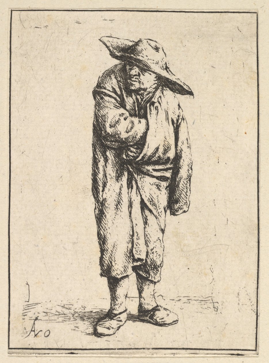 农民披着斗篷，1610-185年。 作者 阿德里亚恩·扬斯（Adriaen Jansz）。范·奥斯塔德
