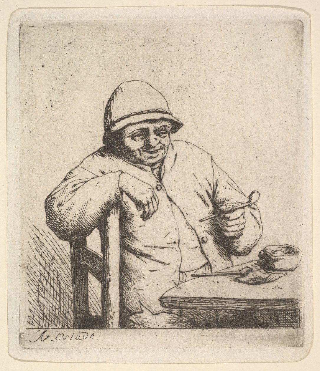 1640-80年，农民用管子。 作者 阿德里亚恩·扬斯（Adriaen Jansz）。范·奥斯塔德
