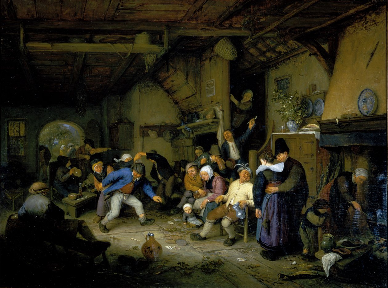农民在酒馆里跳舞 作者 阿德里亚恩·扬斯（Adriaen Jansz）。范·奥斯塔德