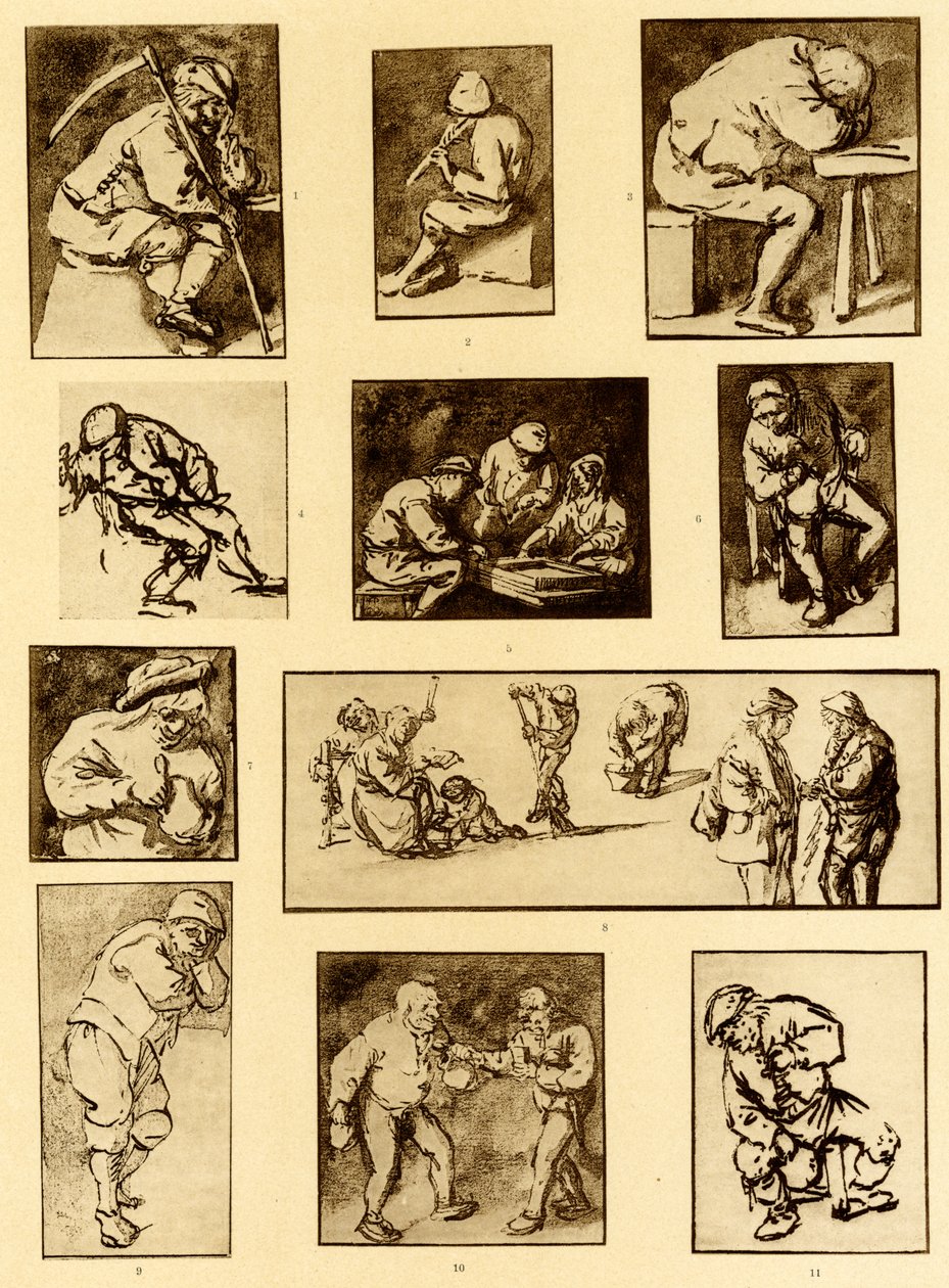 钢笔小酒馆场景的草图 作者 阿德里亚恩·扬斯（Adriaen Jansz）。范·奥斯塔德
