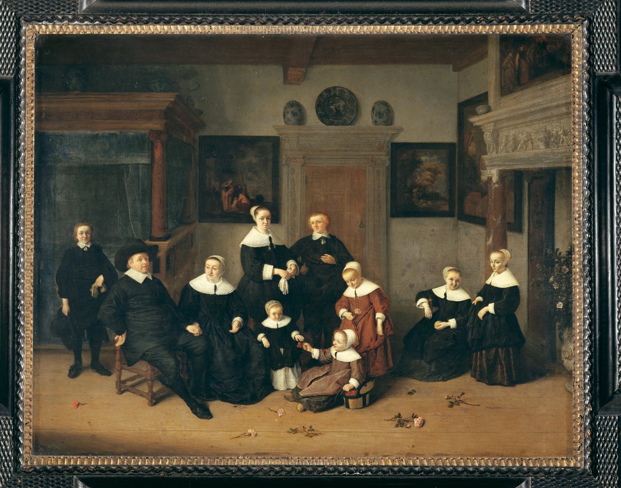 家庭肖像，原名画家的家庭 - 家庭肖像... 作者 阿德里亚恩·扬斯（Adriaen Jansz）。范·奥斯塔德